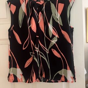 Nine West Black and Pink Floral Blouse
